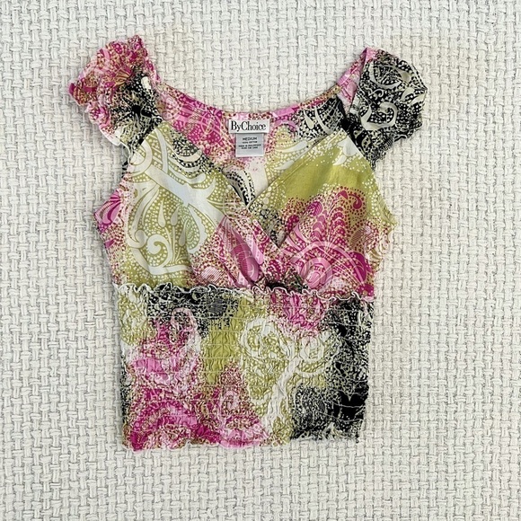 Vintage Y2K Abstract Print Crop Top - Picture 5 of 5